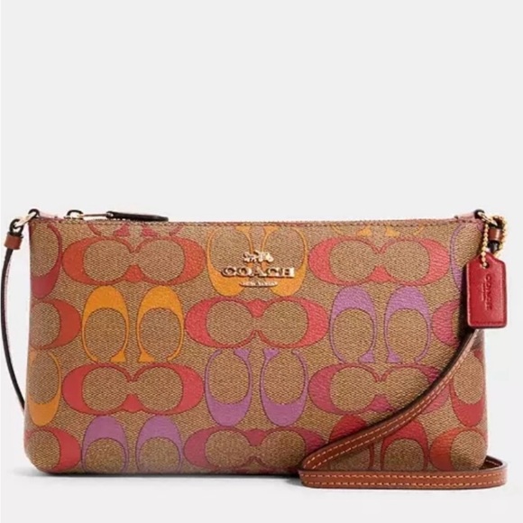 COACH C 1653 Zip Top Crossbody In Rainbow Signature Canvas - Picture 1 of 16